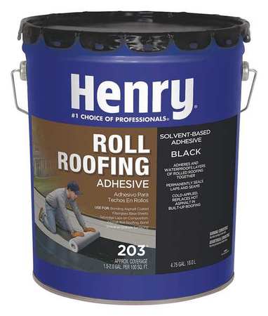 HENRY Roll Roofing Adhesive, 5 gal, Pail, Black HE203071