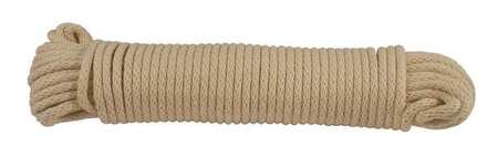 Zoro Select Rope, Cotton, 1/4in Dia, 100 ft. 120085-00100-000