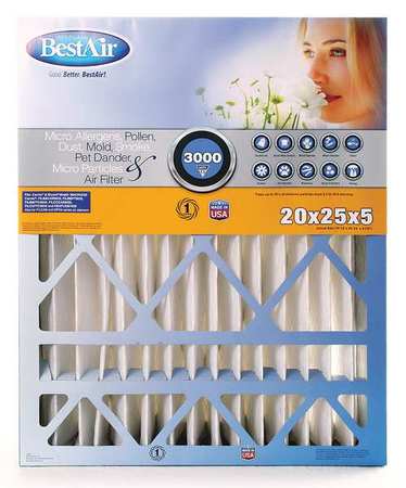 Bestair Pro 16 in x 25 in x 5 in Synthetic Furnace Air Cleaner Filter, MERV 13 2 PK AB-51625-13-2
