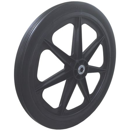 MARASTAR Flat Free Wheel, Polyurethane, 250lb, Black 92001