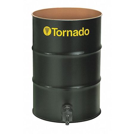 Tornado Open Head Vacuum Drum, Steel, 55 gal, Unlined, Black 95944