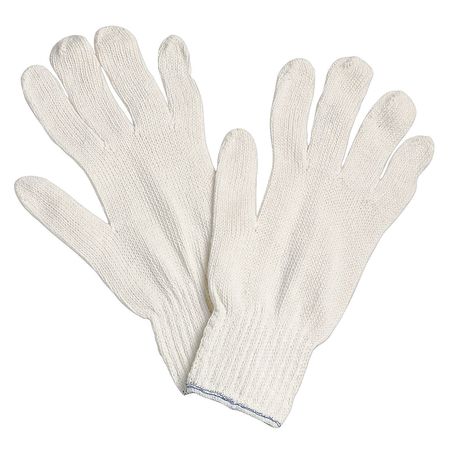 HONEYWELL NORTH Knit Glove, Large, White, Cotton/Poly, PR 11RK/L-H5