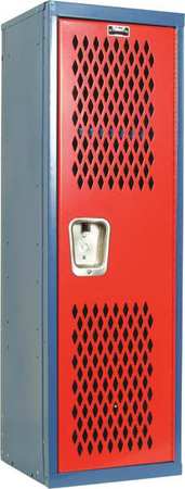 Hallowell Wardrobe Locker, 15 in W, 15 in D, 48 in H, (1) Tier, (1) Wide, Red/Blue HTL151548-1GR