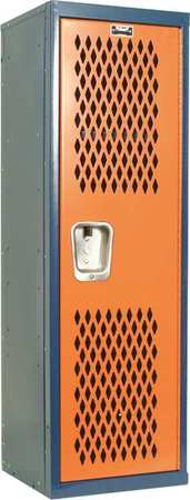 Hallowell Wardrobe Locker, 15 in W, 15 in D, 48 in H, (1) Tier, (1) Wide, Orange/Navy Blue HTL151548-1JH
