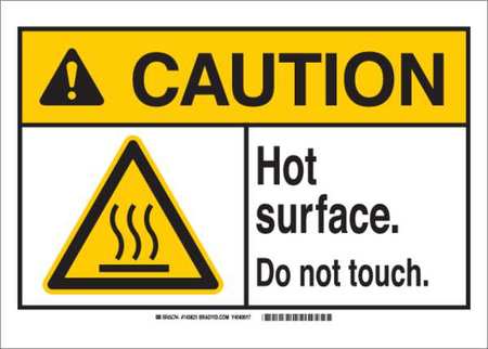 Brady Caution Sign, 3 1/2 in H, 5 in W, Polyester, Rectangle, English, 143816 143816