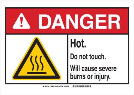 BRADY Danger Sign, 7 in H, 10 in W, Aluminum, Rectangle, English, 143840 143840