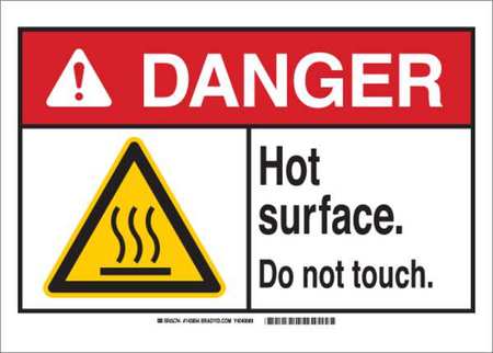 BRADY Danger Sign, 7 in H, 10 in W, Plastic, Rectangle, English, 143855 143855