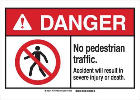 BRADY Danger Sign, 10 in Height, 14 in Width, Plastic, Rectangle, English 144519