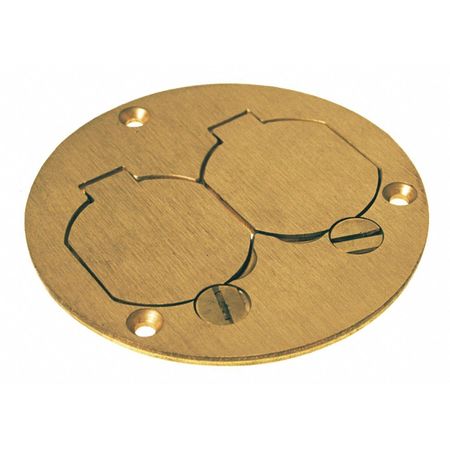 BELL OUTDOOR Electrical Box Cover, 1 Gang, Round, Brass, Duplex Receptical 6249
