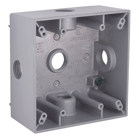 Bell Outdoor Outlet Box, Weatherproof box/cover Accessory, 2 Gang, Aluminum, Electrical Box 5334-0