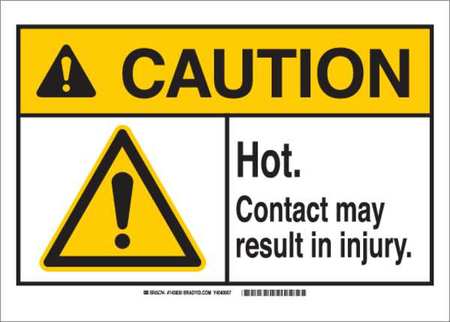 Brady Caution Sign, 10 in H, 14 in W, Aluminum, Rectangle, English, 143829 143829