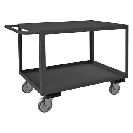 ZORO SELECT Utility Cart with Lipped & Flush Metal Shelves, Steel, Flat, 2 Shelves, 1,200 lb RSC-243630-2-TLD-5PO-95