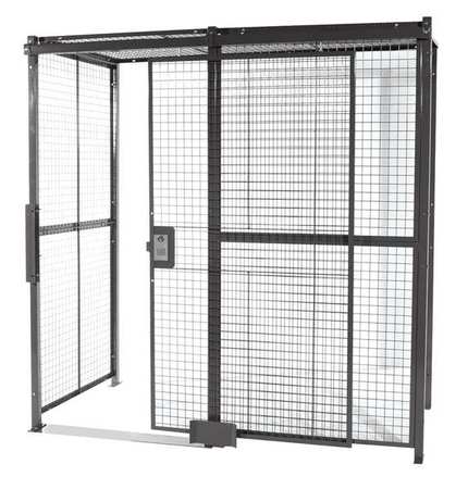 Wirecrafters Welded Wire Partition, 4 sided, Slide Door 10104RW