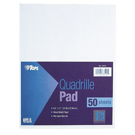 Tops 8-1/2 x 11" Gummed Quadrille Pad, 50 Pg TOP33101