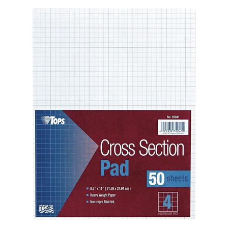 TOPS 8-1/2 x 11" Quadrille Cross Section Pad, 50 Pg TOP35041