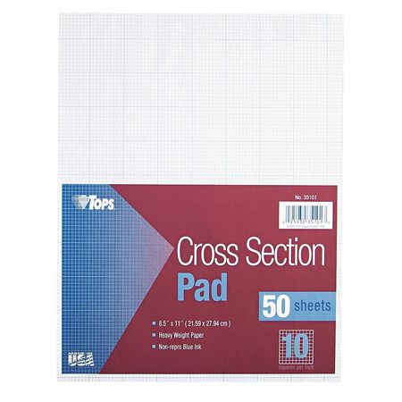 TOPS 8-1/2 x 11" Quadrille Cross Section Pad, 50 Pg TOP35101