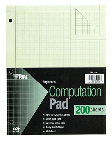 TOPS 8.5" x 11" Engineering Computation Pad, 200 Pg TOP35502