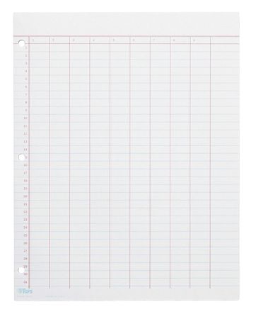 TOPS 11 x 8-1/2" Gummed Data Pad Numbered Column Headings, 50 Pg TOP3619