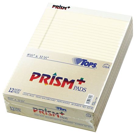 TOPS 8-1/2 x 11-3/4" Colored Writing Pad, Pk12 TOP63130