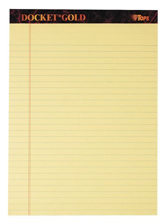 TOPS 8-1/2 x 11-3/4" Canary Legal Ruled Perforated Pad, 50 Pg, Pk12 TOP63950