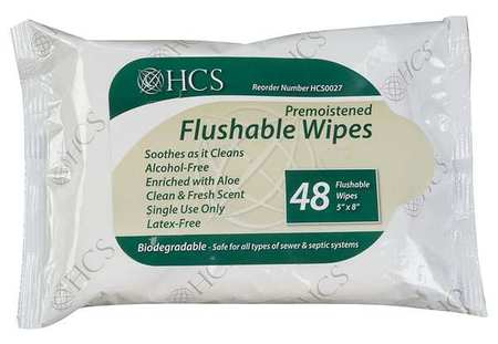 Hcs Hand and Body Wipes, White, Soft Pack, Paper, 48 Wipes, 5 in x 8 in, Scented HCS0027