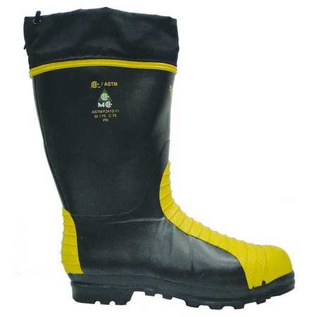 VIKING Size 13 Unisex Steel Rubber Boot, Black/Yellow VW42-13