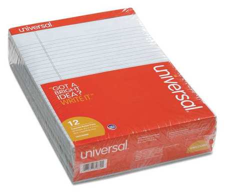 UNIVERSAL 8-1/2 x 11-3/4" Blue Legal Perforated Ruled Writing Pad, 50 Pg, Pk12 UNV35880