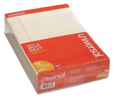 Universal 8-1/2 x 11-3/4" Ivory Legal Perforated Ruled Writing Pad, 50 Pg, Pk12 UNV35882