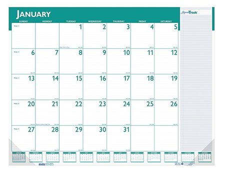 HOUSE OF DOOLITTLE 22 x 17" Express Track Monthly Desk Pad Calendar, White HOD148