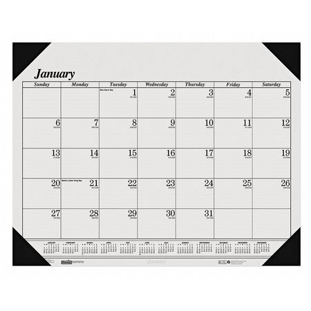 HOUSE OF DOOLITTLE 22 x 17" One-Color Monthly Desk Pad Calendar, White HOD124