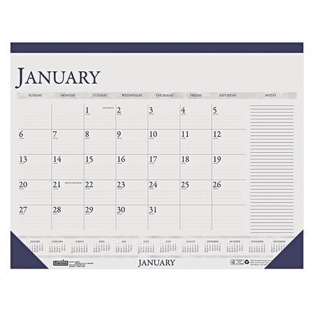 HOUSE OF DOOLITTLE 22 x 17" Two-Color Monthly Desk Pad Calendar With Large Notes Section HOD164