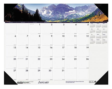 HOUSE OF DOOLITTLE 22 x 17" Desk Pad Monthly Calendar, Mountains HOD176