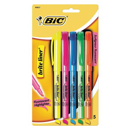 Bic Highlighter Set, Fluorescent Colors, PK5 BICBLP51WASST