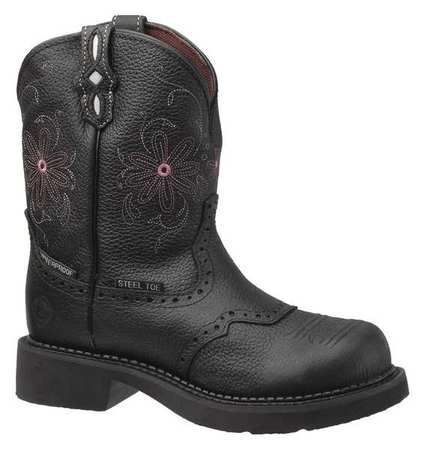 Justin Original Workboots Size 8-1/2 Women's Western Boot Steel Work Boot, Black GY9982