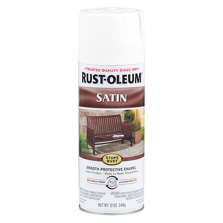 Rust-Oleum Spray Paint, White, Satin, 12 oz 7791830