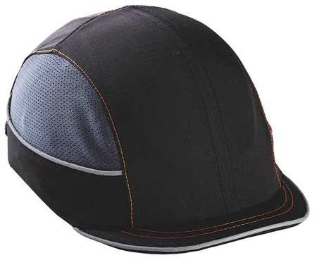 Skullerz By Ergodyne Bump Cap, Short Brim Baseball, ABS, Hook-and-Loop Suspension, Black 8950