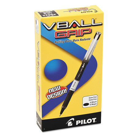 PILOT Roller Ball Pen, Extra Fine 0.5 mm, Black PK12 PIL35470