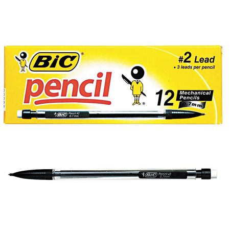 BIC Mechanical Pencil, 0.7mm, Clear, PK12 BICMP11