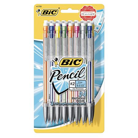 Bic Mechanical Pencil, 0.5mm, Metallic, PK24 BICMPLMFP241 | Zoro