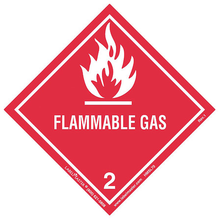 LABELMASTER Flammable Gas Lbl, 100mmx100mm, Polypr, 500 HMSL70