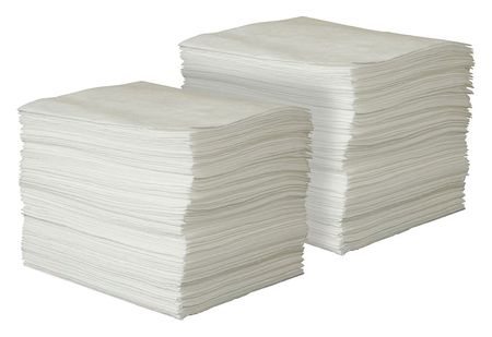 CONDOR Absorbent Pad, 43 gal, 15 in x 19 in, Oil-Based Liquids, White, Polypropylene 35ZR07
