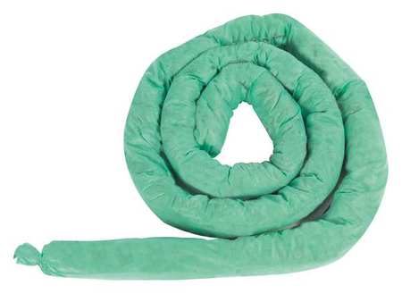 CONDOR Absorbent Sock, Green, 10 gal., 10 ft., PK4 35ZR53