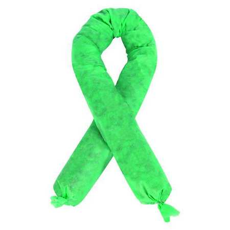 CONDOR Absorbent Sock, Green, 4 gal., PK4 35ZR56