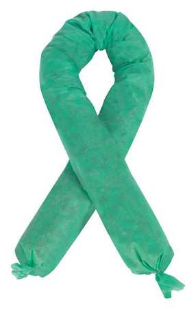 CONDOR Absorbent Sock, Green, 12 gal., PK12 35ZR57