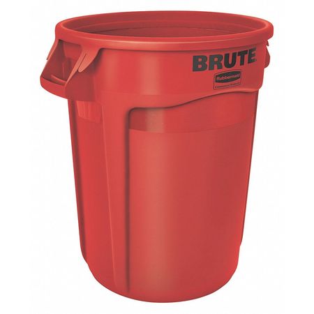 Rubbermaid Commercial 20 gal Round Trash Can, Red, 19 3/8 in Dia, Open Top, Polyethylene FG262000RED