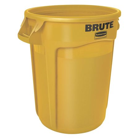 Rubbermaid Commercial 20 gal Round Trash Can, Yellow, 19 3/8 in Dia, Open Top, Polyethylene FG262000YEL