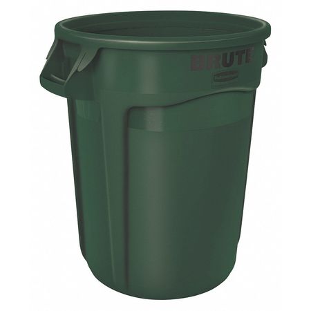 Rubbermaid Commercial 20 gal Round Trash Can, Dark Green, 19 3/8 in Dia, Open Top, Polyethylene FG262000DGRN