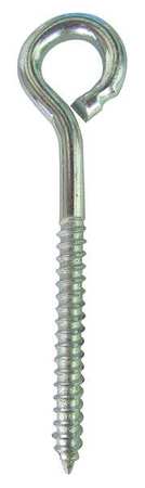 Zoro Select Eye Wood Screw Without Shoulder, 3/8"-16, 6 in Shank, 3/4 in ID, Steel, Zinc Plated, 10 PK U17022.037.0600