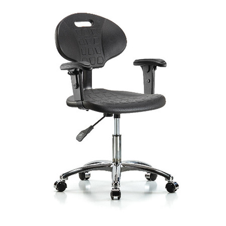 BLUE RIDGE ERGONOMICS Desk Chair, 17-1/2" to 22-1/2" Height, Adjustable Arms, Black; Blue BR-TPDHCH-CR-A1-CC