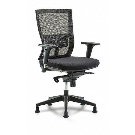BLUE RIDGE ERGONOMICS Desk Chair, Mesh, 18-1/2" to 21-1/2" Height, Adjustable Arms, Black BR-MOD-MDHCH-RG-C2-A1-RG
